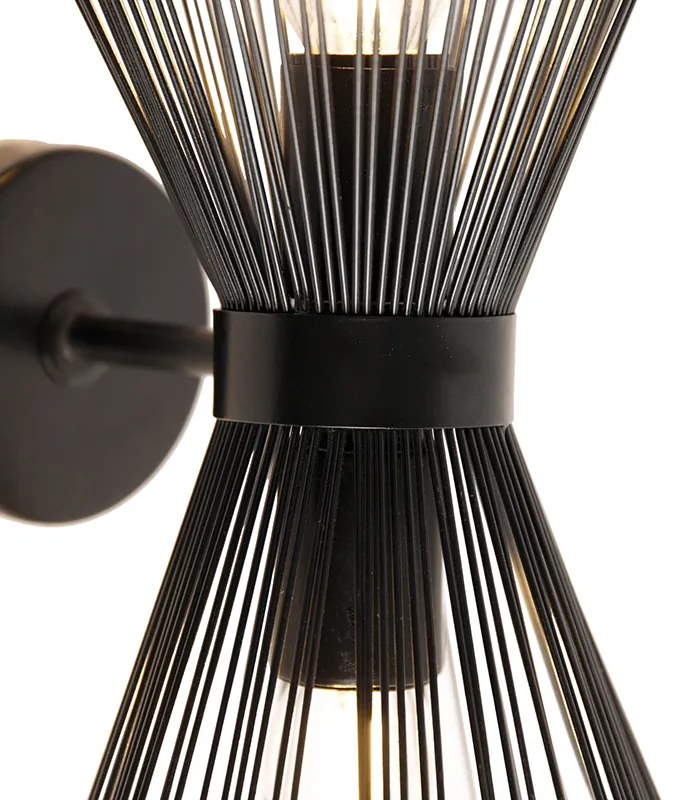 Lampa ścienna art deco czarna 2-światłowa - Broom