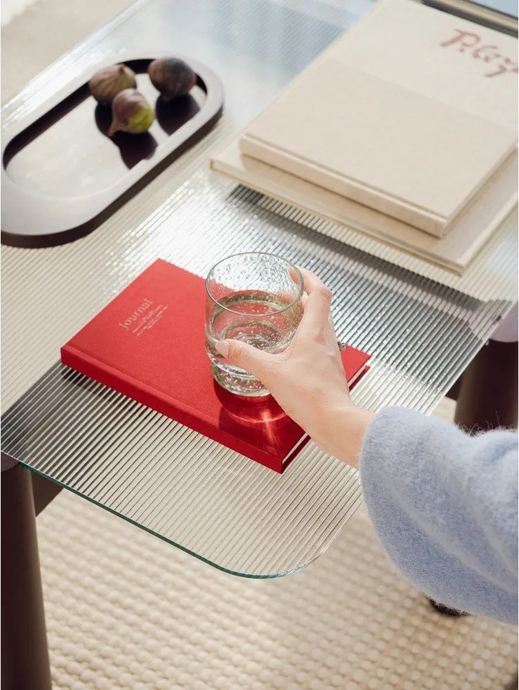 Bordowy stolik ze szklanym blatem 55x105 cm Kob – noo.ma