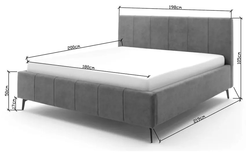Zielone tapicerowane łóżko dwuosobowe ze schowkiem i stelażem 180x200 cm Lizzano – Meise Möbel