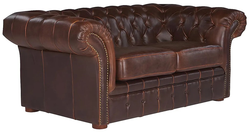 Kanapa 2-osobowa CLOTAIRE  typu chesterfield z postarzanej skóry