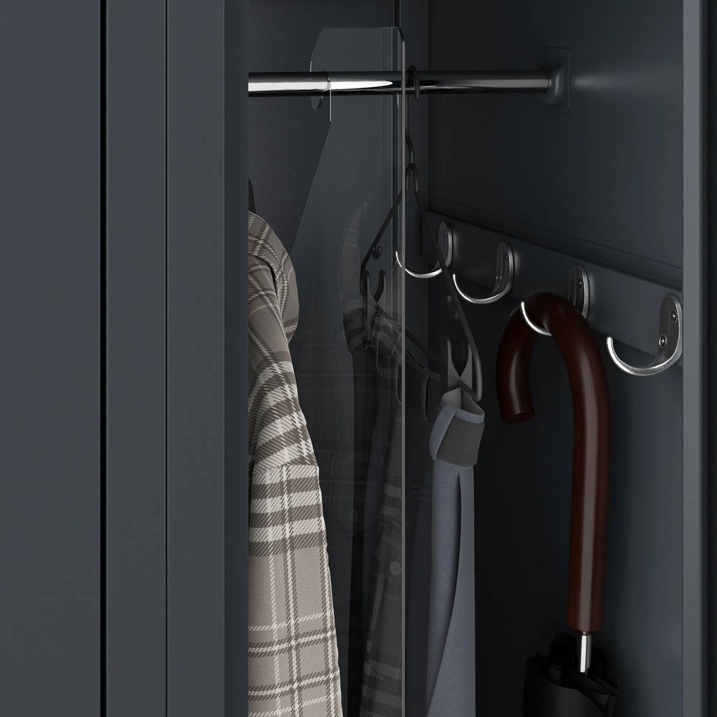 Szafka pracownicza metalowa dwukomorowa antracytowa: KACPER II, 600 x 1800 x 500 mm