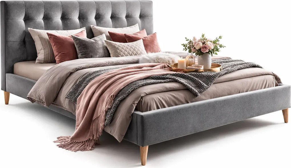 Dwuosobowe łóżko z zagłówkiem 160x200 S2-R01