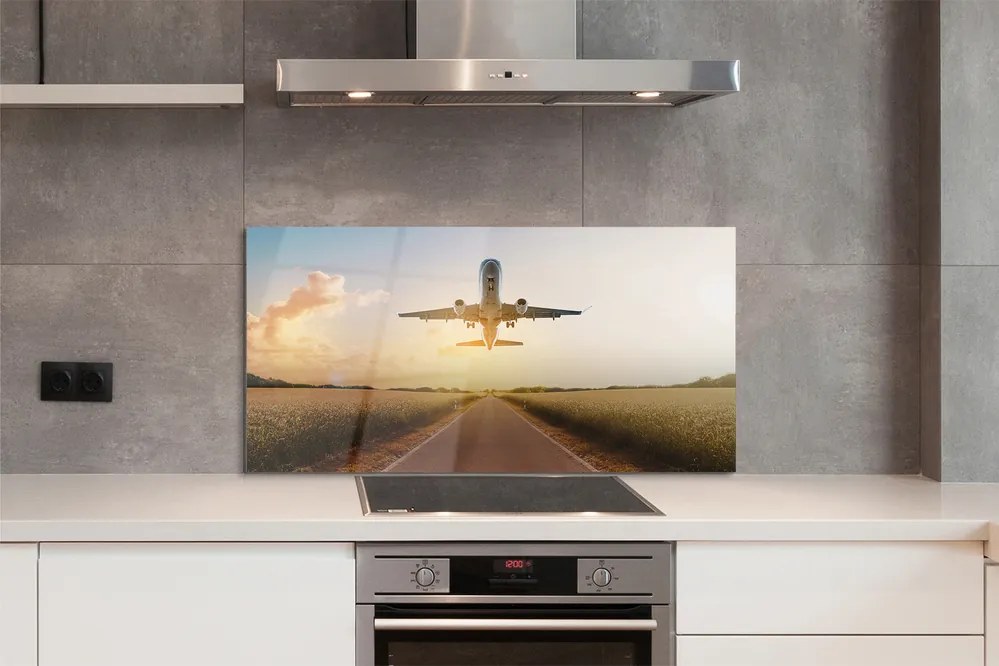 Panel nad Blat Kuchenny Samolot nad Miastem o Zmierzchu