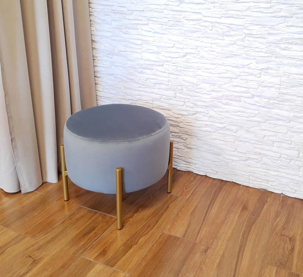 Pufa OLA LOFT ławka podnóżek metal złota BL06