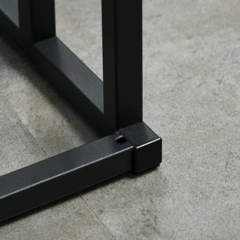 kleankin Zestaw Wieszaków na Ręczniki z 3 Drążkami, Styl Industrialny, Bambus, 45 x 22,5 x 86 cm, Czarny + Natural