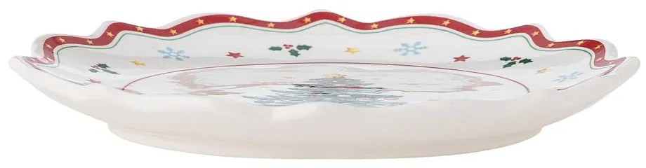 Czerwono-kremowy ceramiczny talerz do serwowania ze świątecznym motywem ø 17 cm Naive – Bloomingville