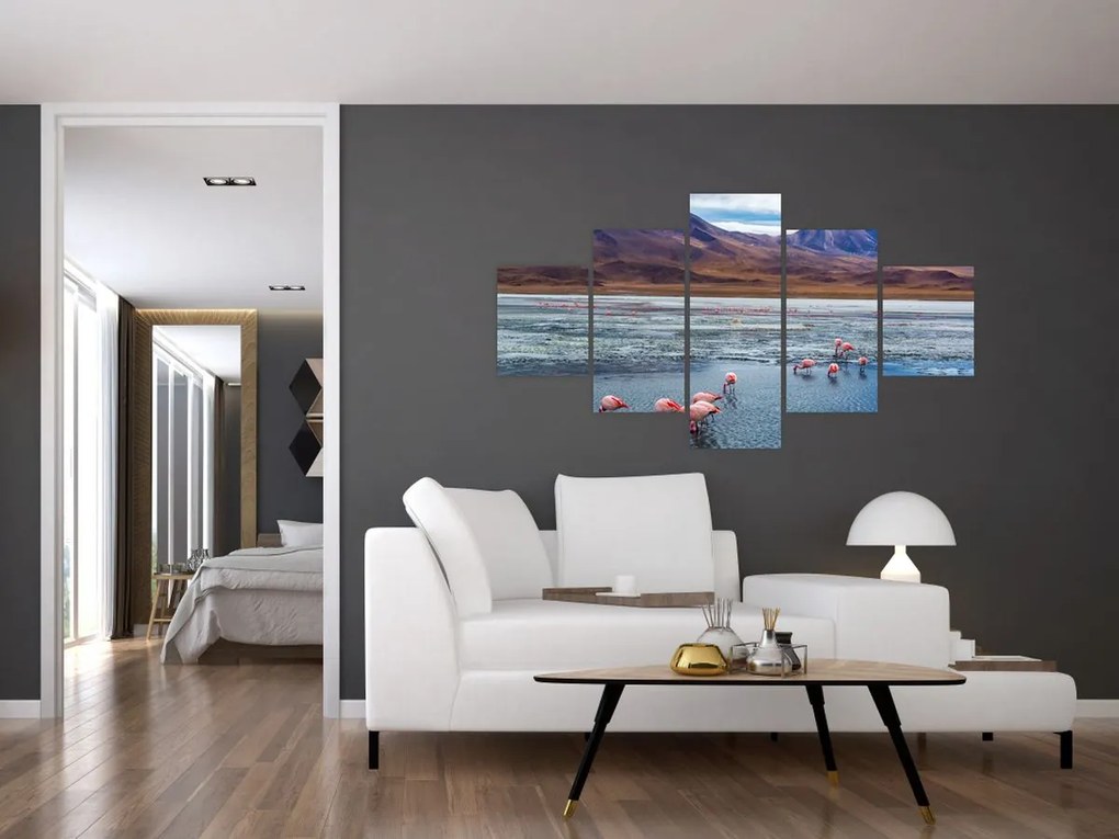 Obraz - Flamingi (125x70 cm)