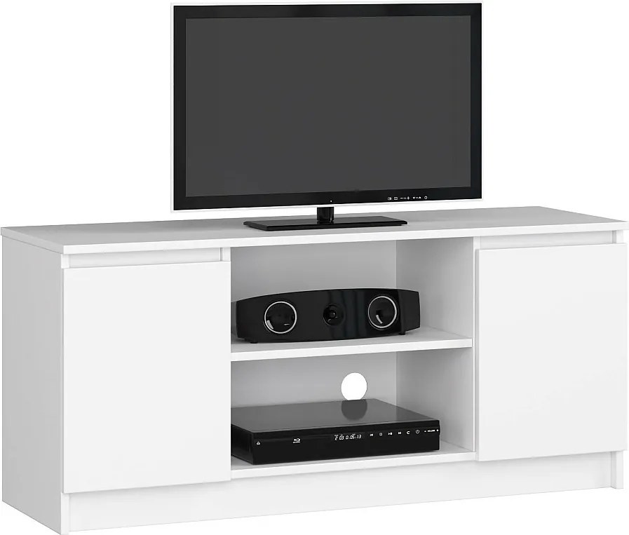 Szafka RTV AKORD Biała 120 cm 2 drzwi kolor Biały mat 2 półki 120x40x55 cm