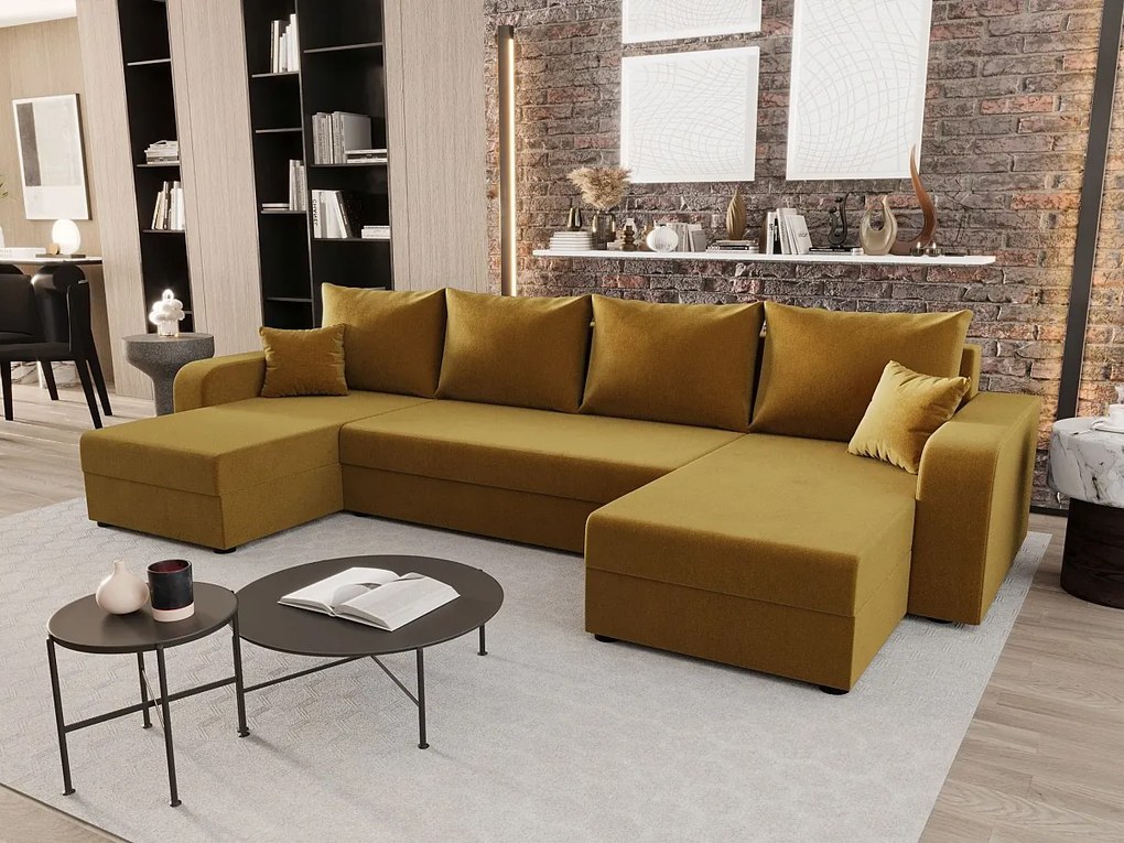 BEDANTE narożnik w kształcie U HEWLET U BIS Itaka 33 mit pomarańczowy Schlaffunktion sofa w kształcie litery U z pojemnikiem na pościel