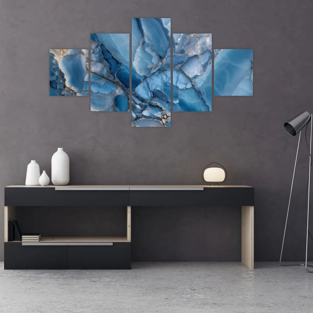 Obraz - Niebieski zróżnicowany marmur (125x70 cm)
