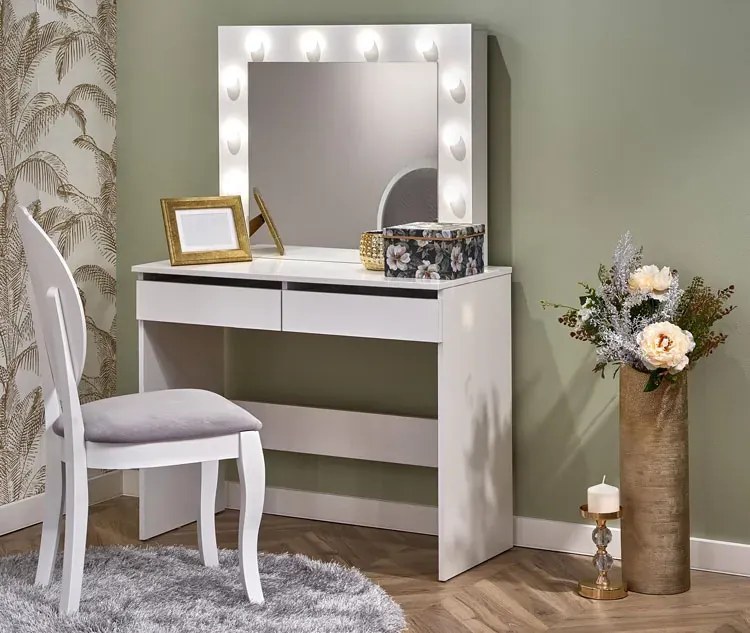 Biurko białe z toaletką z lustrem P8-C39