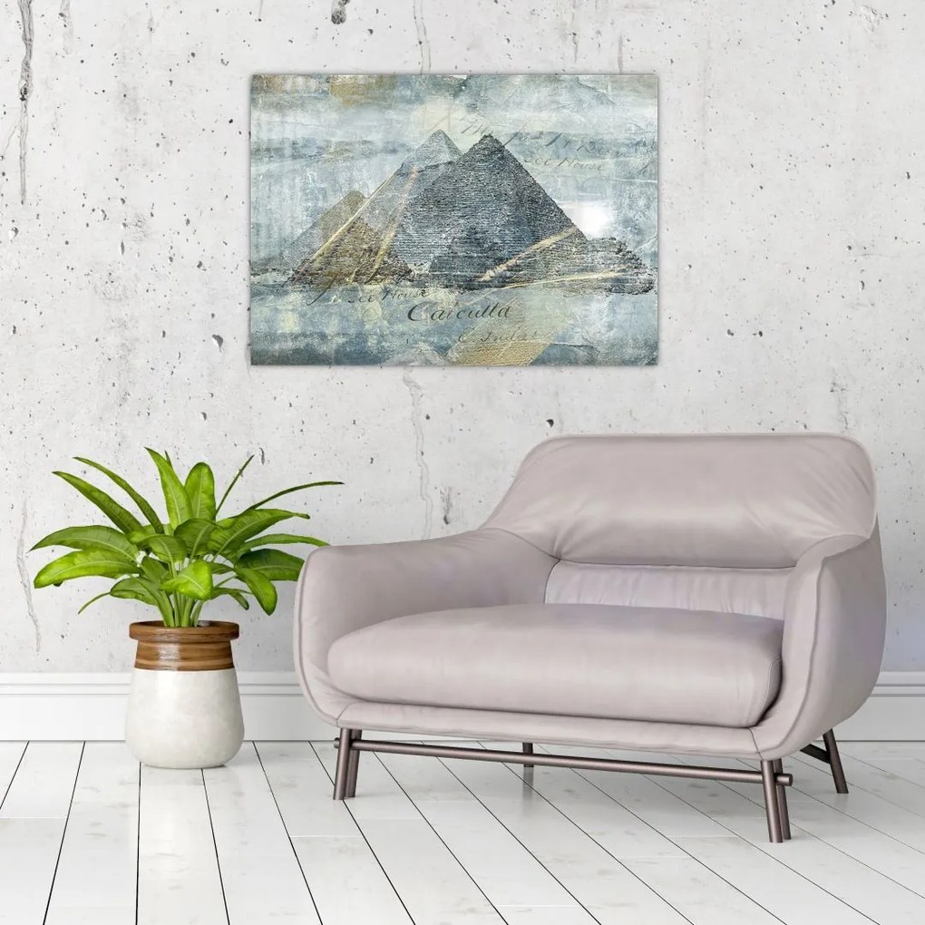 Obraz - Piramidy w niebieskim filtrze (70x50 cm)