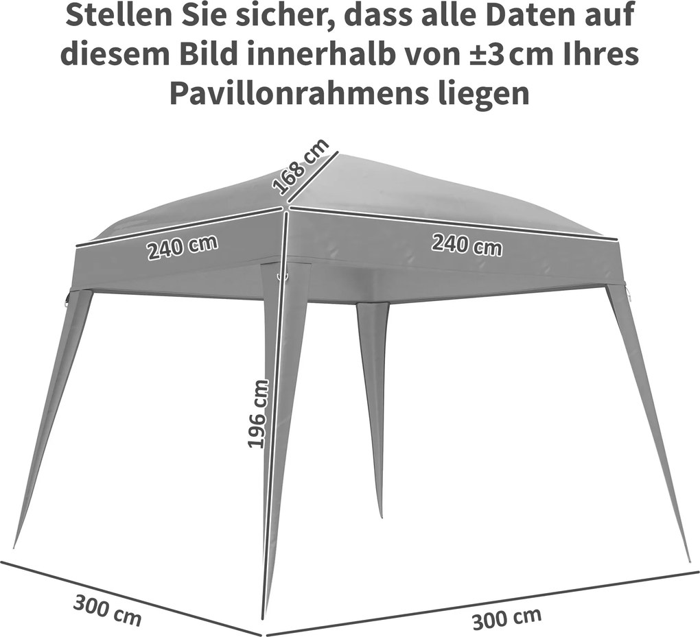 Outsunny Wymienny dach do pawilonu, pokrowiec wymienny do pawilonu ogrodowego 3 x 3 m, wymiana dachu namiotu ogrodowego, UPF50+, Tkanina Oxford, Jasnoszary