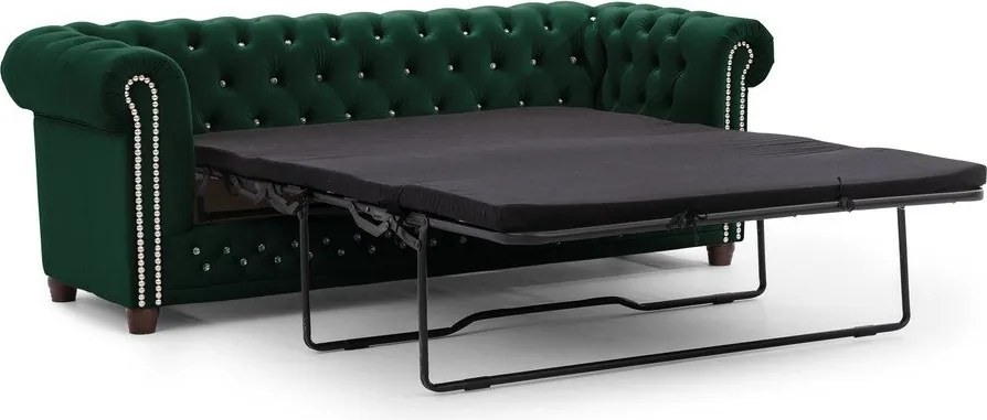 Zielona aksamitna rozkładana sofa 203 cm York Blik – Ropez