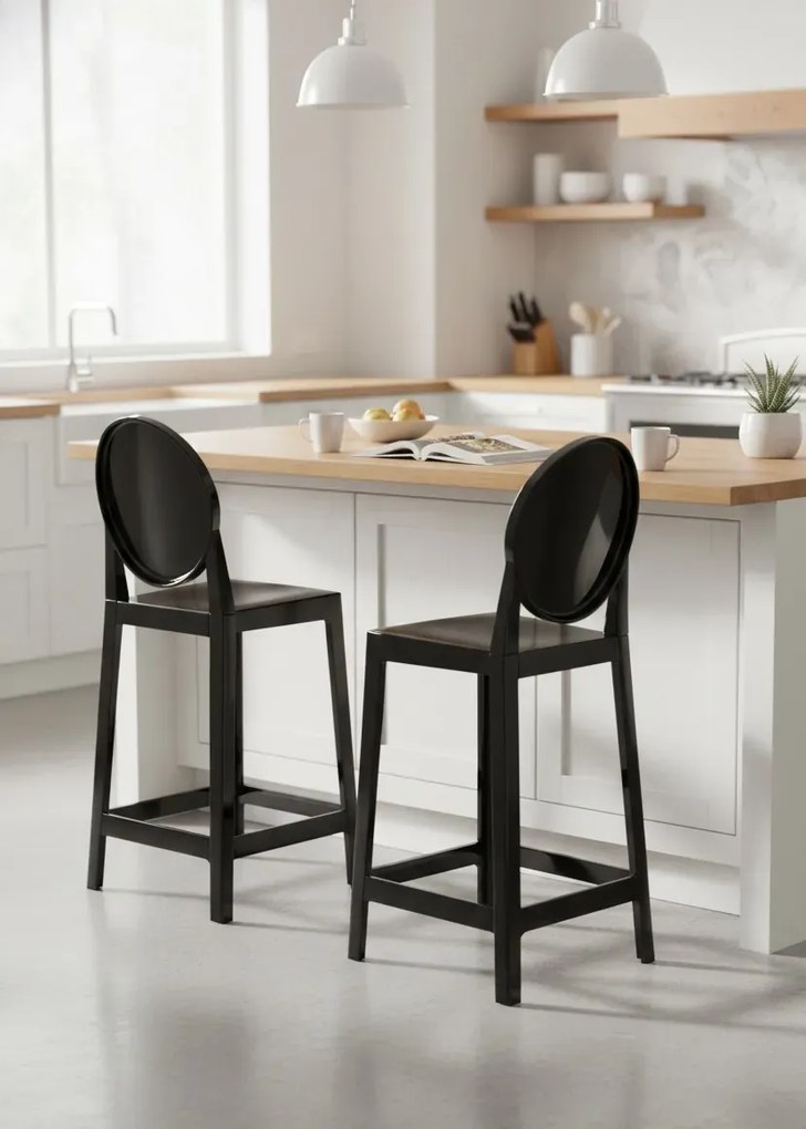 Nowoczesny czarny hoker z oparciem L7-B85