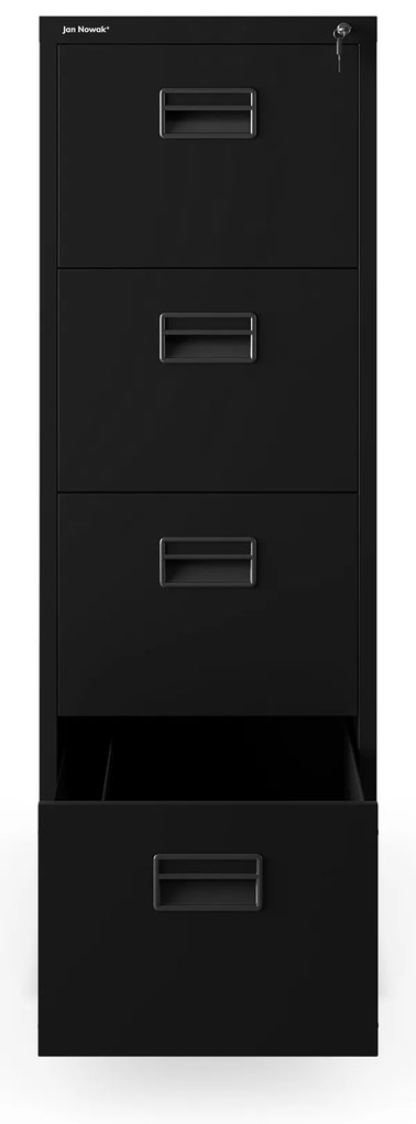 Metalowa szafa kartotekowa SARA V4, 460 x 1320 x 620 mm, czarna
