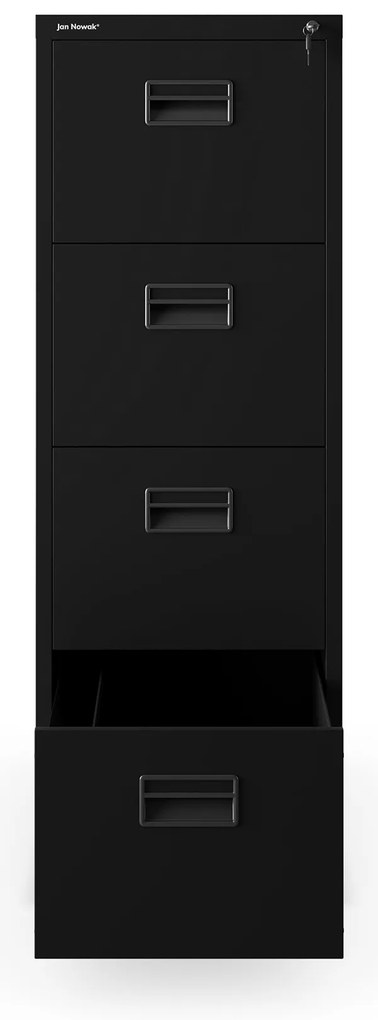 Szafa kartotekowa metalowa z 4 szufladami czarna, 460x1320x620 mm: SARA