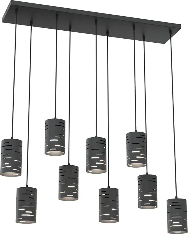 Czarna loftowa lampa z sześcioma kloszami - D150 L1-Z42