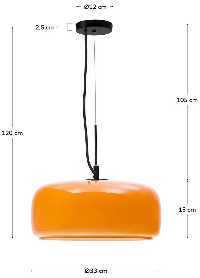 Pomarańczowa lampa wisząca LED ze szklanym kloszem ø 38 cm Reig – Kave Home