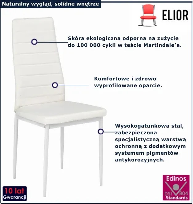Białe tapicerowane krzesło metalowe - Zenida