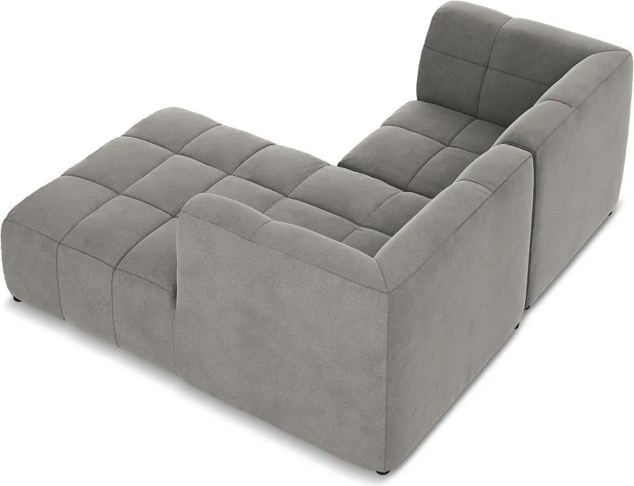 Szary aksamitny narożnik (prawostronny/z szezlongiem) Aloha – Makamii