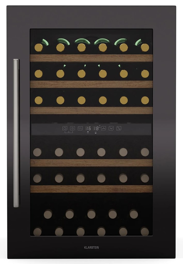 Klarstein Vinsider 59cm 57 Butelek Winiarka do Zabudowy Dwustrefowa Czarny