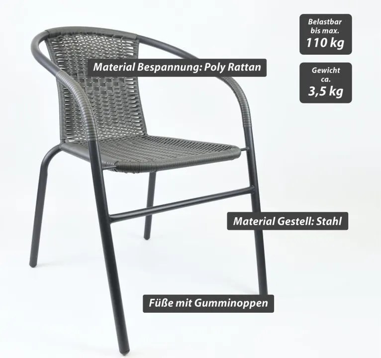 Krzesło bistro ogrodowe, składane, szare