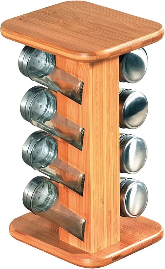 Kesper 58099 Stojak na przyprawy z 8 pojemniczkami, 13 x 25,5 x 15 cm