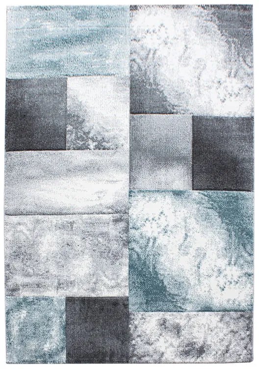 Dywan nowoczesny Hawaii 3D Kwadraty turkusowo-szare 80 cm x 150 cm