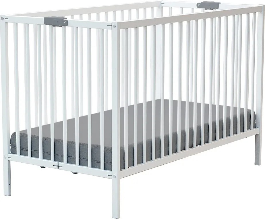 Składane drewniane łóżeczko dziecięce FLEX 60 x 120 cm BIAŁE