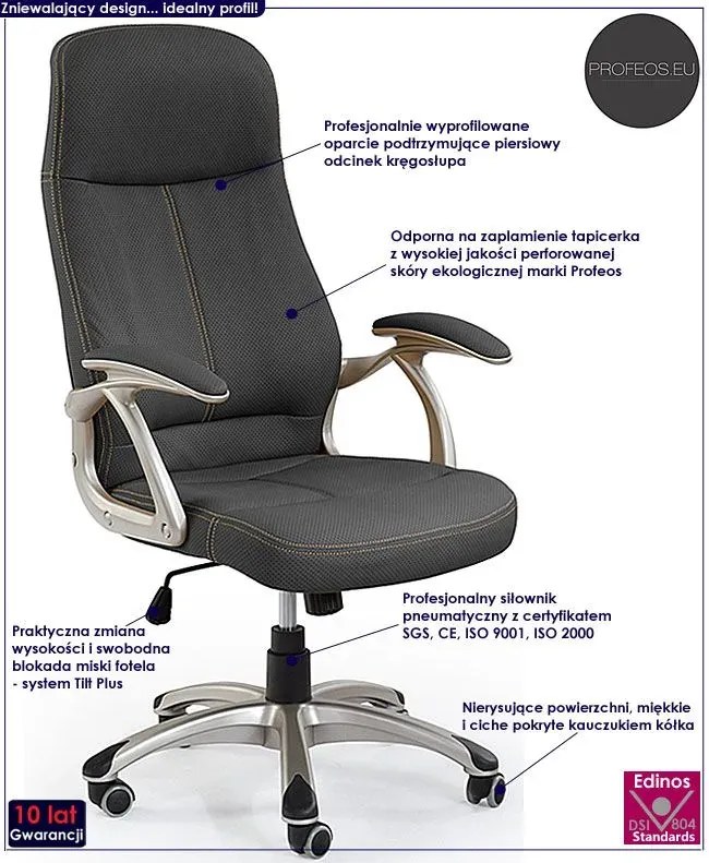 Fotel Obrotowy Czarny Tapicerowany E5-Z45