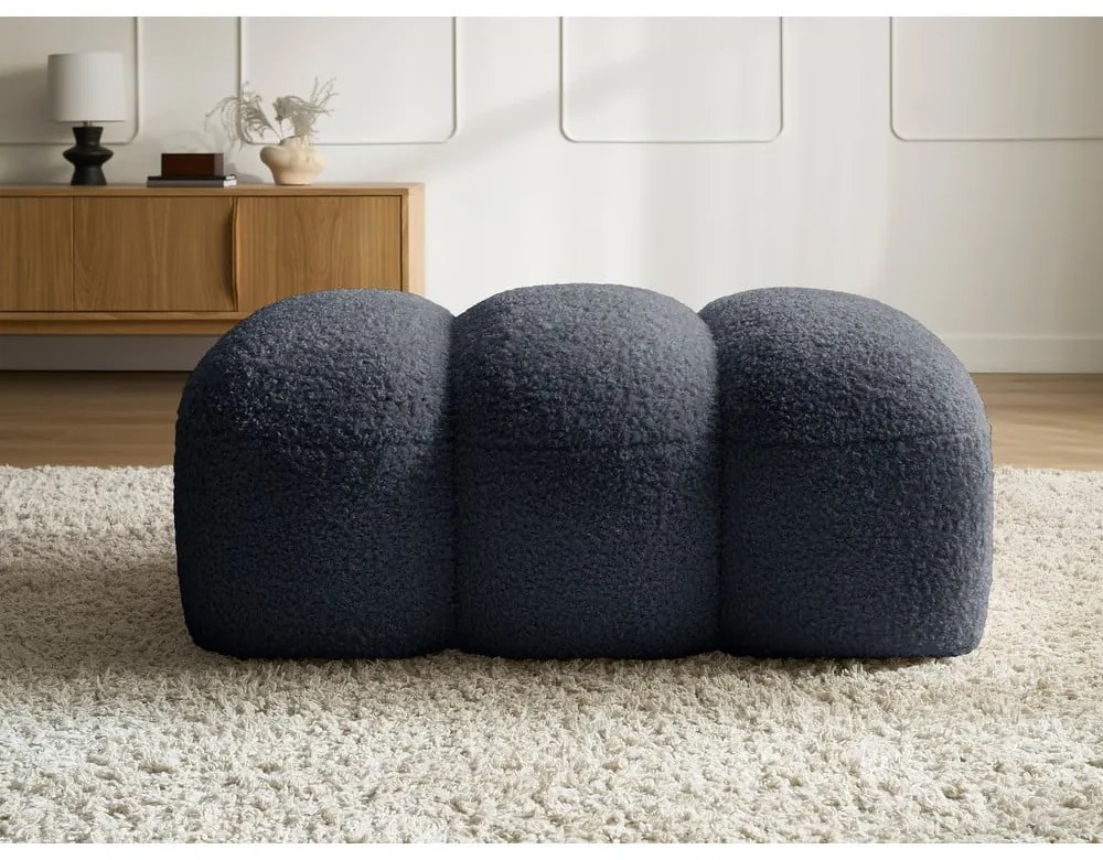 Ciemnoszary podnóżek z materiału bouclé Hippolyte – Bobochic Paris