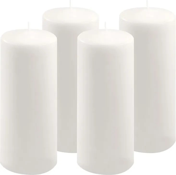 Zestaw słupkowych świec, 25 cm, Ø 10 cm, biały, 4 sztuki.