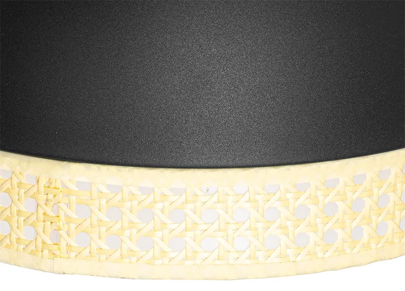 Orientalna lampa wisząca czarna z rattanem 30 cm - Magna RattanKolonialny Oswietlenie wewnetrzne