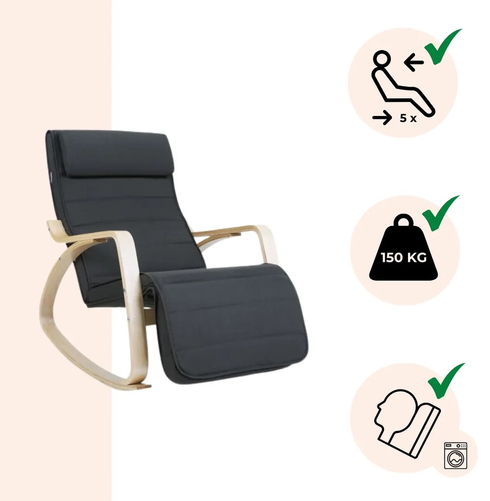 Fotel bujany SWING, max obciążenie 150kg, 67x115x91cm, antracyt Jurhan