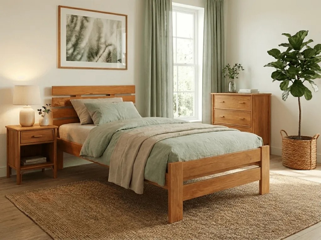 Łóżko PARIS podwyższone 90 x 200 cm, olcha Stelaż: Ze stelażem listwowym rolowanym elastycznym, Materac: Materac Sommera 18 cm