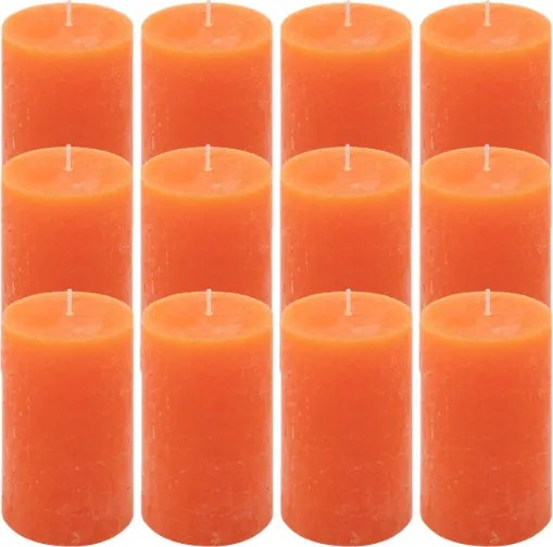Rustykalne świece pomarańczowe 12 sztuk 6,8x11,5 cm