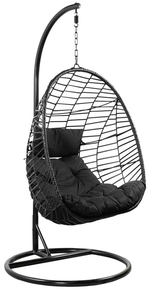 Huśtawka SOLEI na metalowym stelażu 95x95x195 cm czarna HOMLA