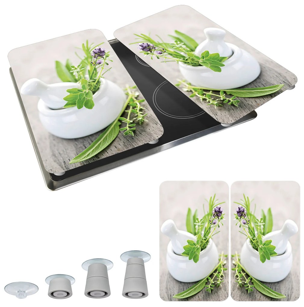 Szklane płyty ochronne HERB GARDEN na kuchenkę – 2 sztuki, WENKO