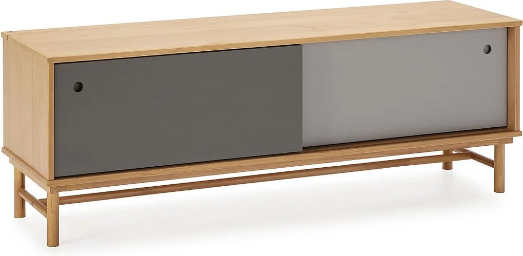 Kolumna RTV Magnus 2 Drzwi Przesuwne Kolor Szary, Drewno Lite, 140 cm (Szerokość)