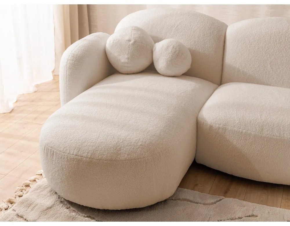 Jasnobrązowy narożnik z materiału bouclé (w kształcie litery U) Orbit – Ropez