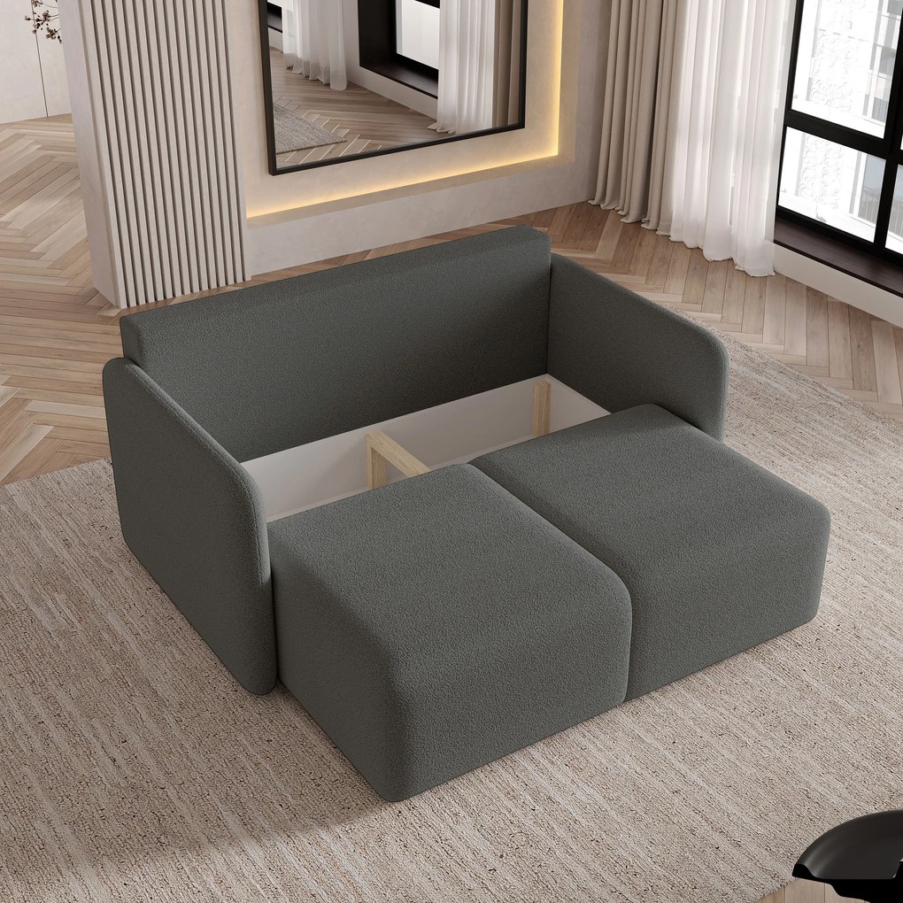 Masseno Sofa SUVI II z funkcją spania i pojemnikiem na pościel, Rozkładana sofa - Szary, QUELLE 92