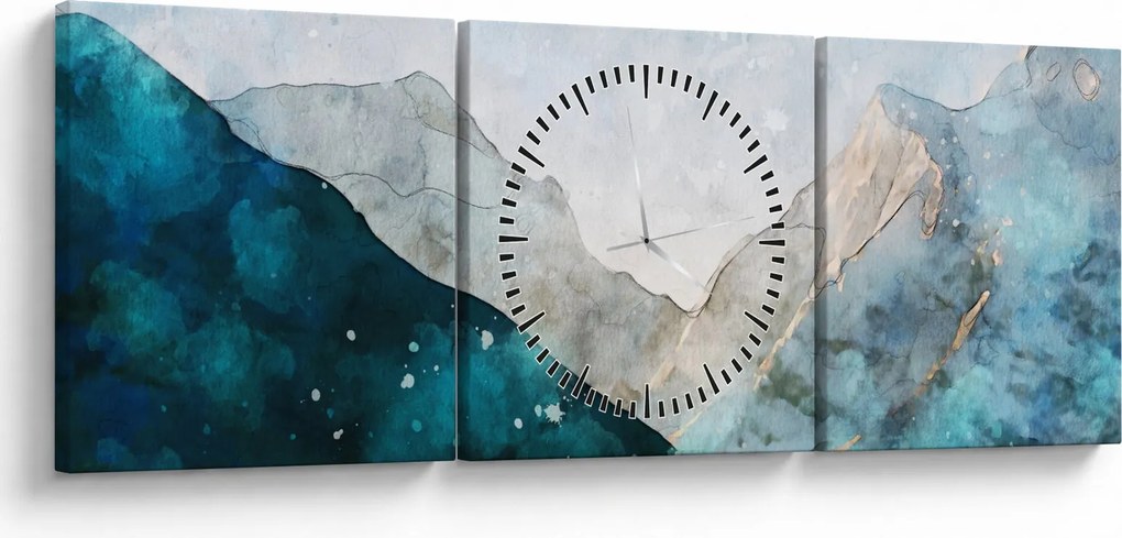Obraz - Rysunek gór (z zegarem) (90x30 cm)