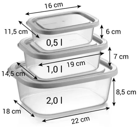 Tescoma Pojemniki do zamrażarki 4FOOD, 3 szt., 0,5 l, 1 l, 2 l