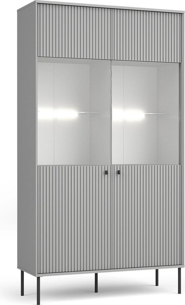 Masseno Witryna NIMB 191,2 x 105,5 cm do Salonu stojąca Szara