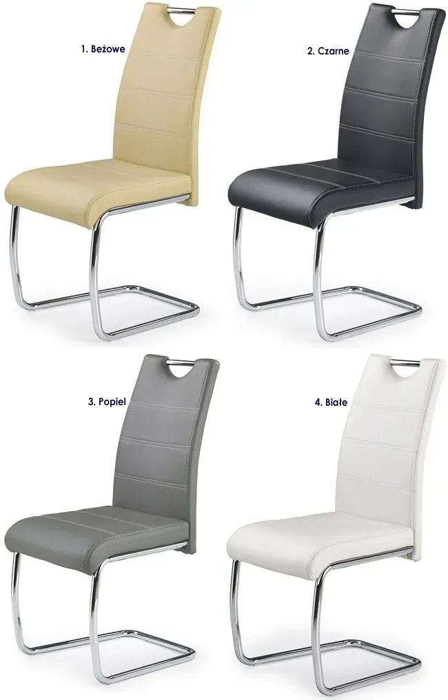 Czarne metalowe tapicerowane krzesło na płozach M3-G59