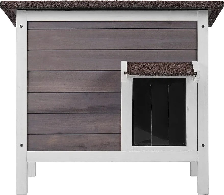 Domek dla Kota, SucceBuy Outdoor Cat Shelter - Drewniany Domek dla Dzikich Kotów z Dachem i Drzwiami Pokrytymi PVC