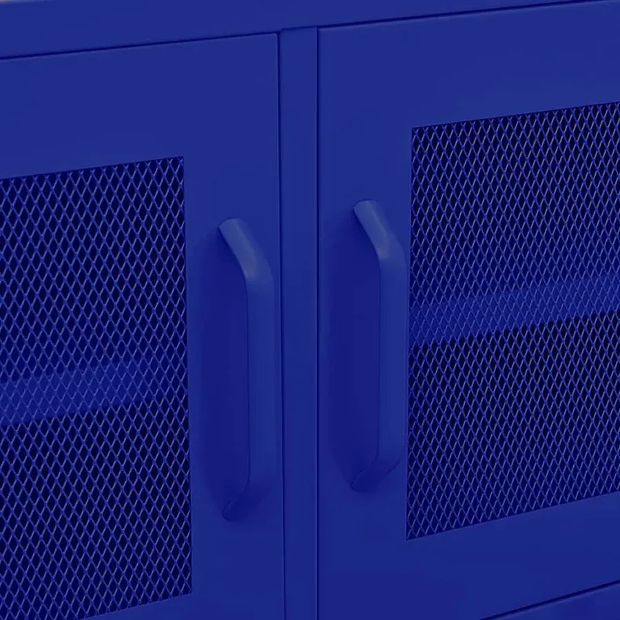 Niebieska stalowa szafka RTV na nóżkach E2-F10