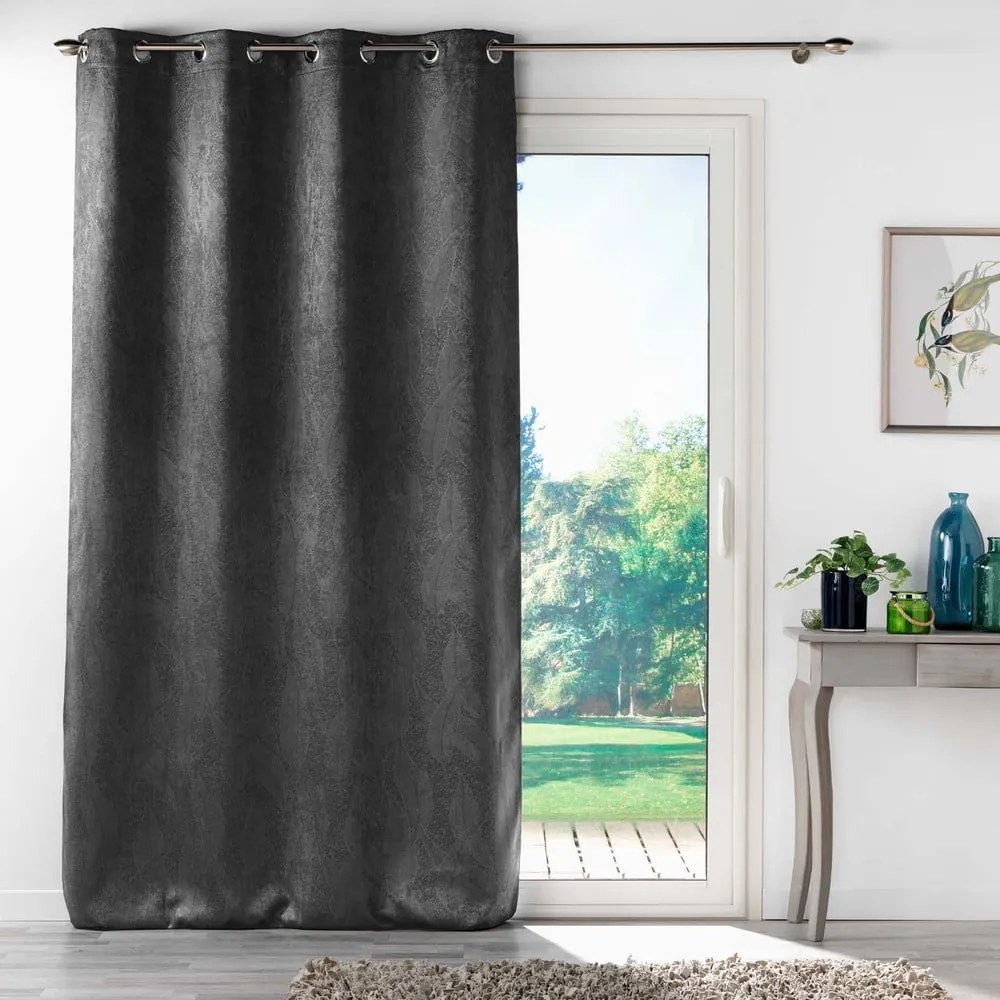 Antracytowa aksamitna zasłona zaciemniająca 135x280 cm Melodie – douceur d'intérieur