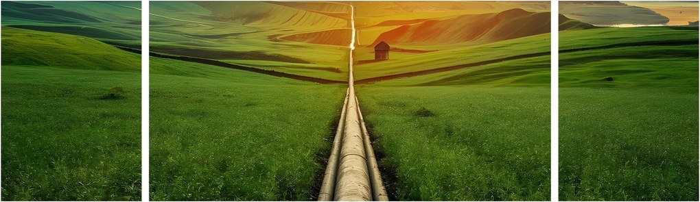 Obraz - Wschód słońca nad doliną (170x50 cm)